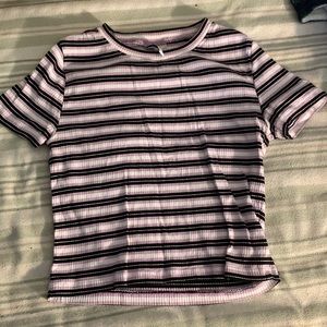 Purple white and black crop top